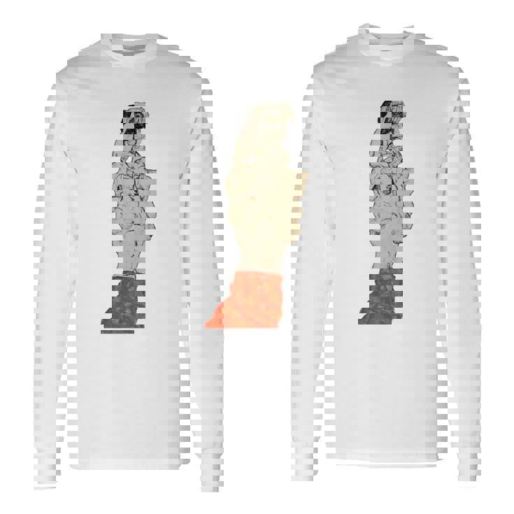 赤いふんどしの立っている男性 エゴン・シーレ作 1914 長袖tシャツ 長袖Tシャツ