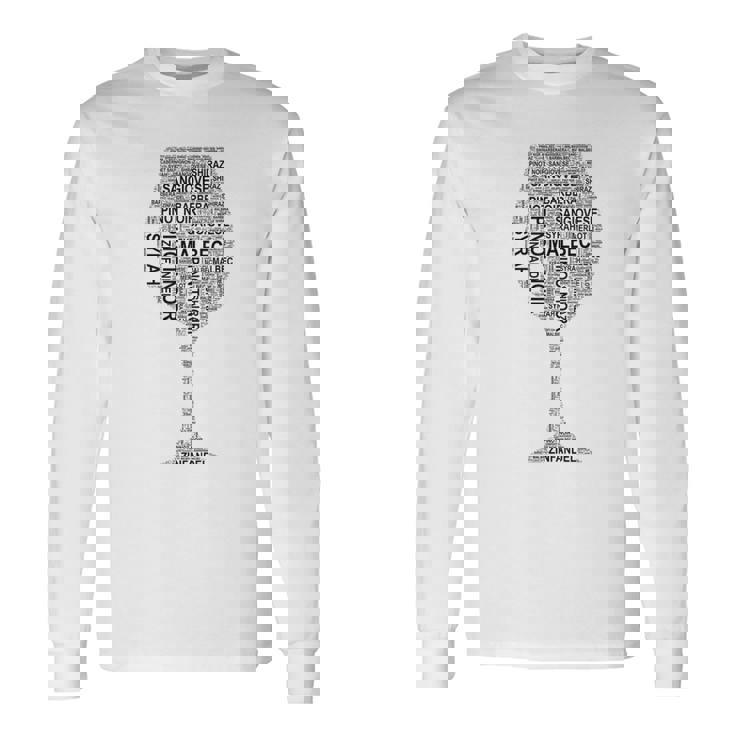 赤ワイングラス ワード アート オブ ワイン タイプ ブラック テキスト 長袖Tシャツ ギフトのアイデア