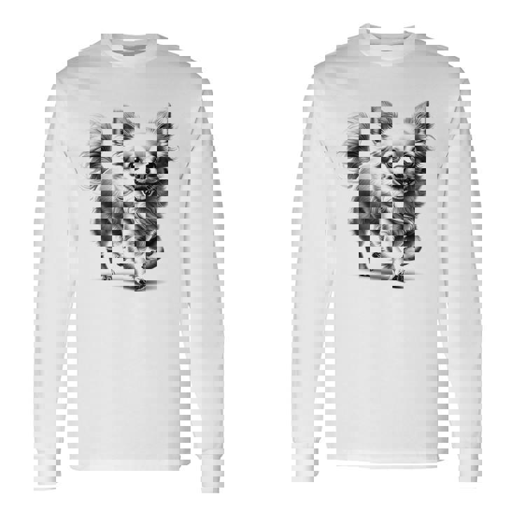 超かわいいチワワ フォトリアリスティック描画スタイル 長袖Tシャツ