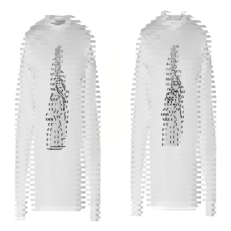 踊るはにわ大行列 はにわ ハニワ 埴輪 土偶 古墳 阿波踊り 宇宙人 かわいい シュール ワンポイント 長袖Tシャツ