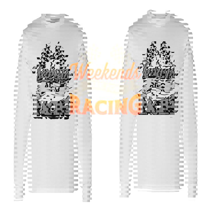 週末はレーシングカーレースモータースポーツ 長袖Tシャツ