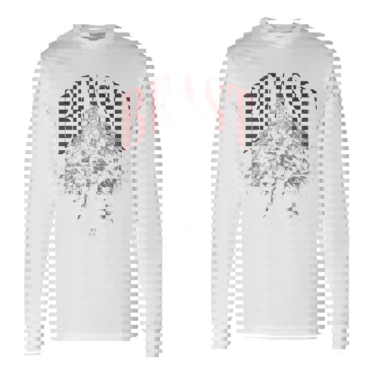 バックプリント 野生の落書きゴリラカラフルな動物猿猿ゴリラ 長袖Tシャツ