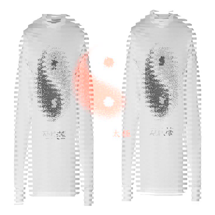 陰陽太極拳アート、背中にプリント 長袖Tシャツ