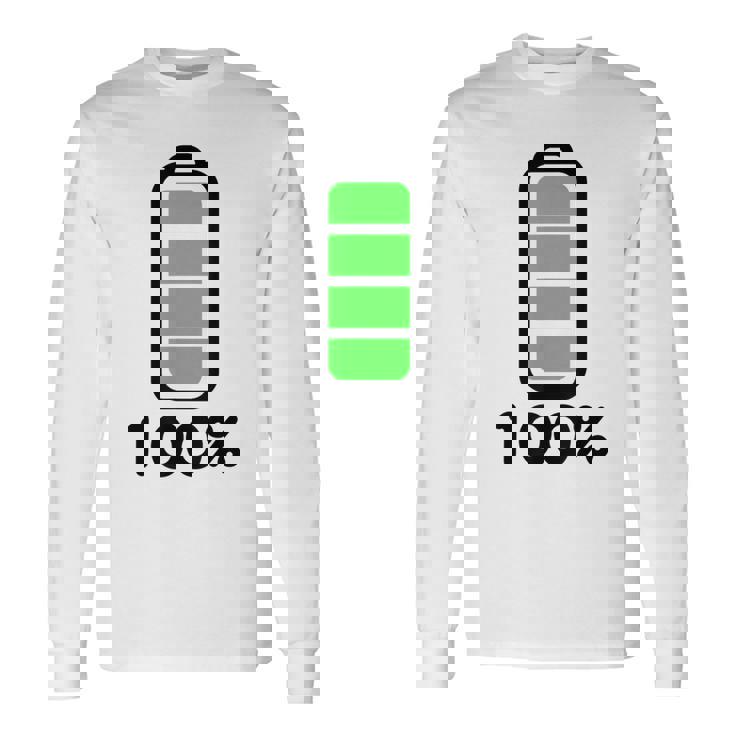電池 100 フルバッテリー 長袖Tシャツ