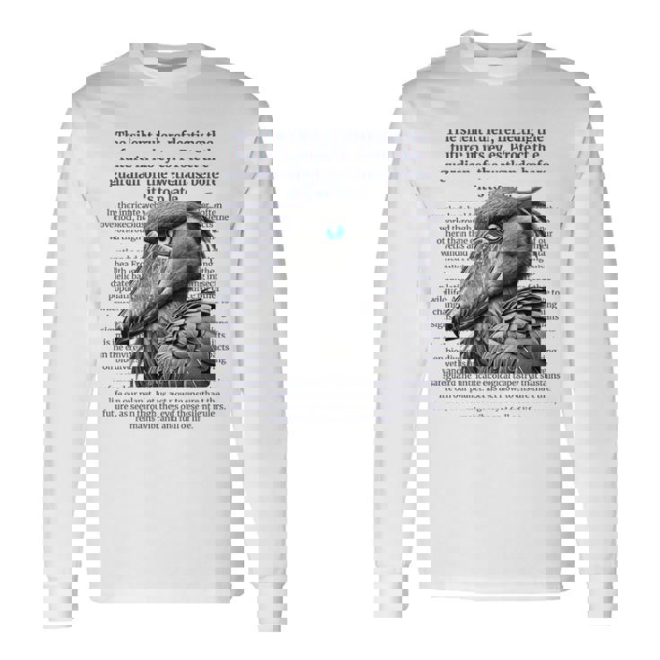 静かなる統治者 – ハシビロコウと湿地の守護 長袖tシャツ 長袖Tシャツ