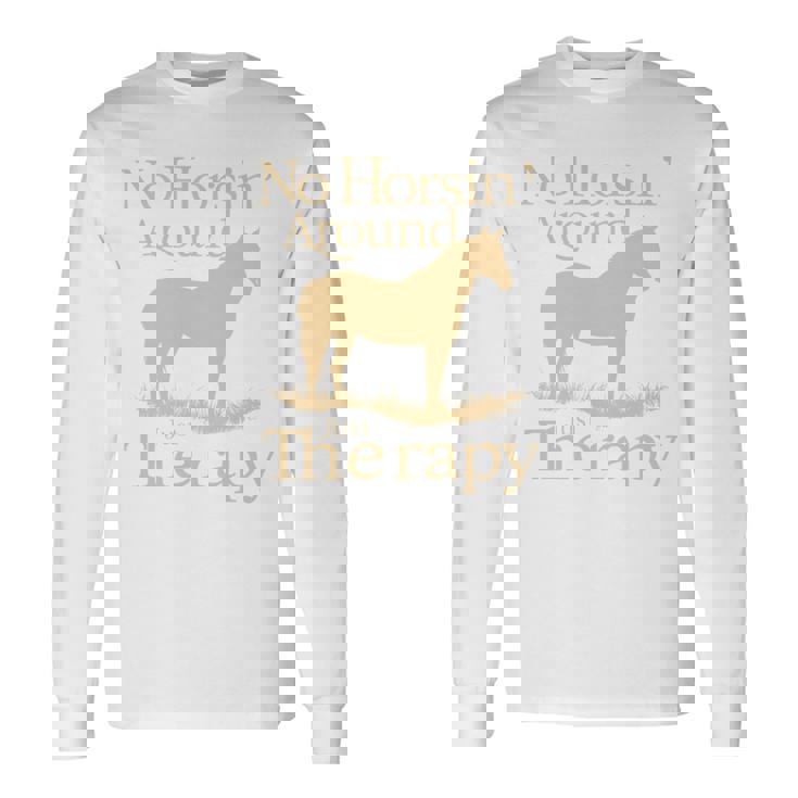 面白い 治療的 乗馬 馬 補助療法 ヒーリング 長袖tシャツ 長袖Tシャツ