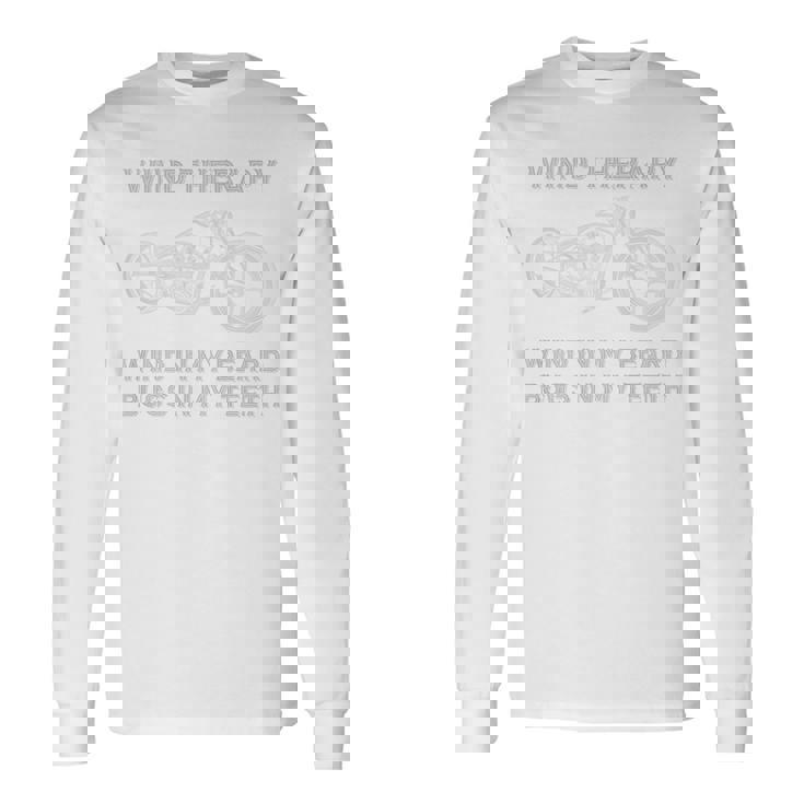 メンズ 面白い 白頭バイカーとあごひげバイク バックプリント 長袖Tシャツ