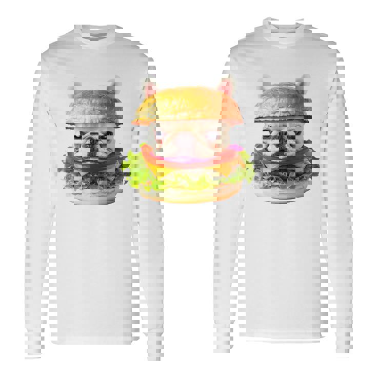 面白いtシャツ フレンチブルドッグ 犬 ハンバーガー メンズ グッズ かわいい おもしろ 面白い 服 ネタ 長袖tシャツ 長袖Tシャツ ギフトのアイデア
