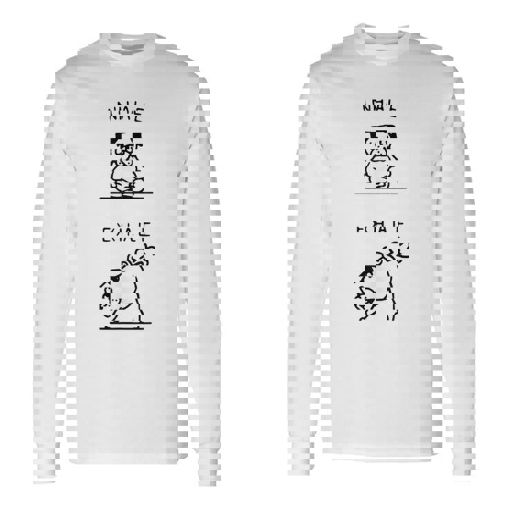 面白いtシャツ 面白いパグヨガのポーズ パグ好きなパグの飼い主さん 長袖Tシャツ