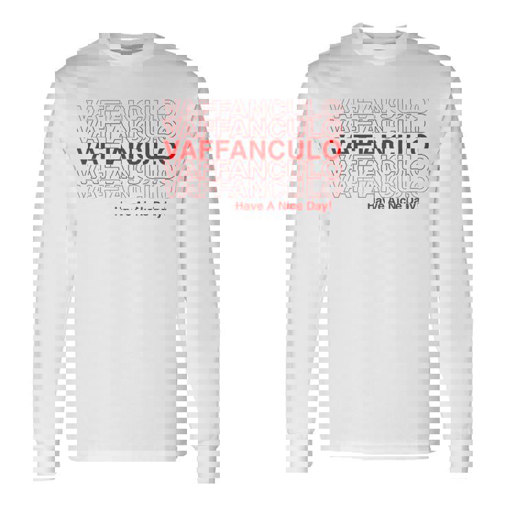 面白いvaffanculoデザイン イタリア語で素敵な一日を。 長袖Tシャツ