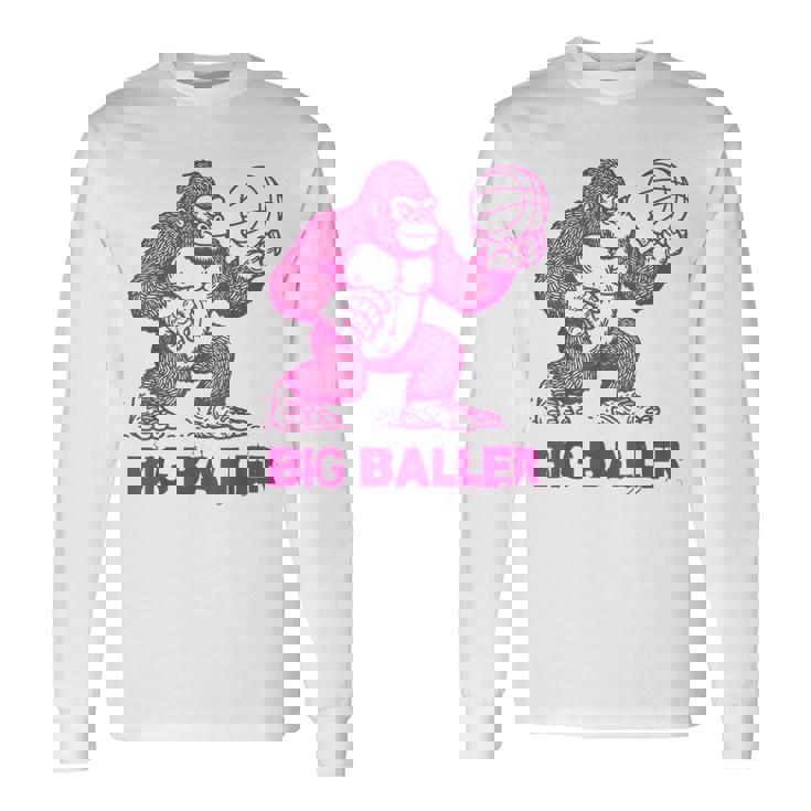 面白いゴリラ遊びバスケットボール ビッグボーラー マネースポーツ 長袖Tシャツ