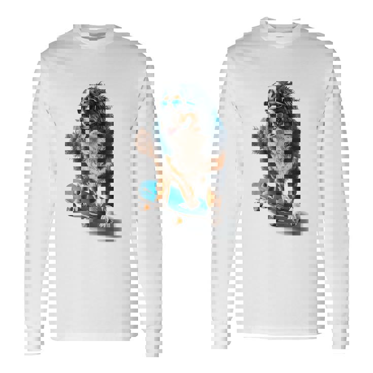面白いスケートボード バーニーズマウンテンドッグ スケーター スケートグラフィック 長袖Tシャツ ギフトのアイデア