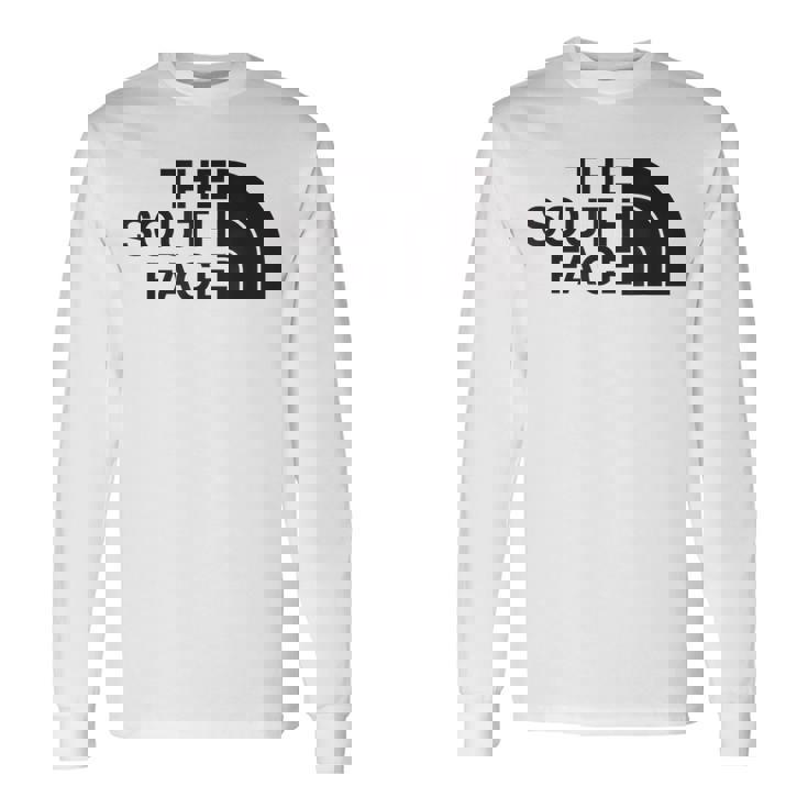 面白いパロディシャツ 夏のクールなデザインのための南の顔 長袖Tシャツ