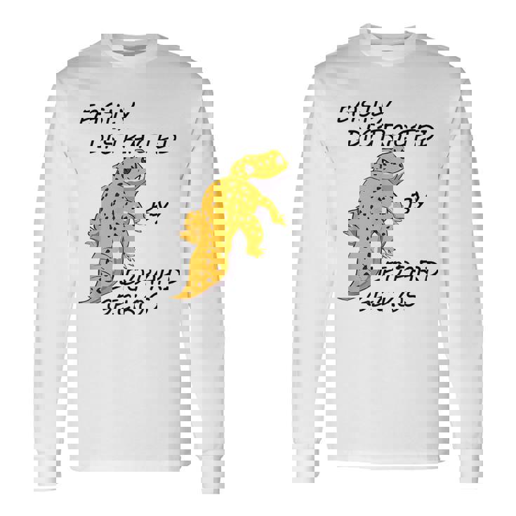 面白いヒョウモントカゲモドキ 発言するトカゲ 爬虫類 長袖Tシャツ