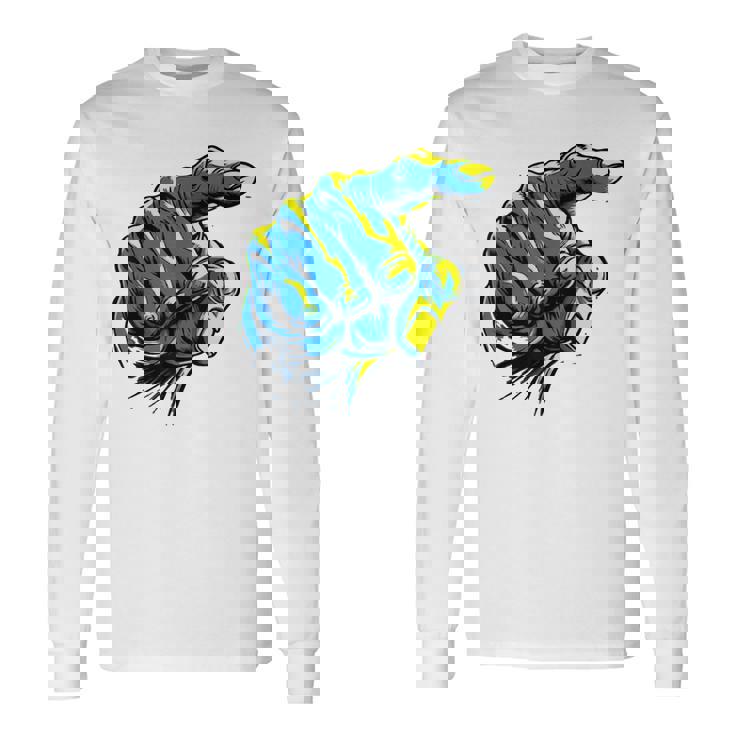 面白い手のデザイン 長袖Tシャツ