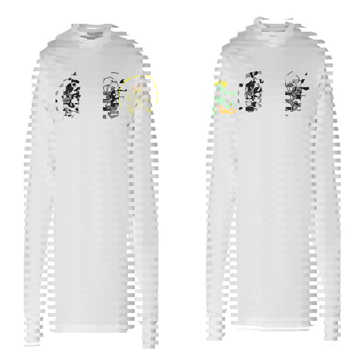 風神雷神 デフォルメ神キャラ ポップアートファッションデザイン 和風 長袖Tシャツ