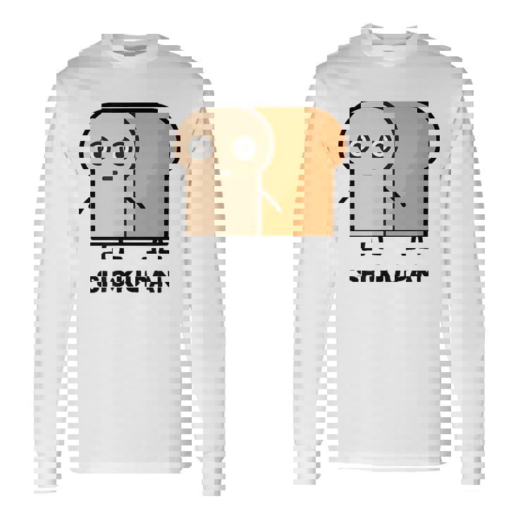 食パン 顔 イラスト かわいい おもしろ 面白い 簡単 シンプル ゆるい 食パン好き 長袖Tシャツ