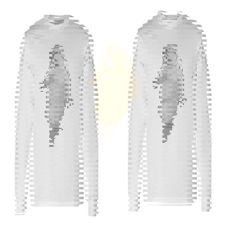 驚愕した マーモット ステッチ デザイン おもしろい 動物 レトロゲーム ドット絵 長袖Tシャツ