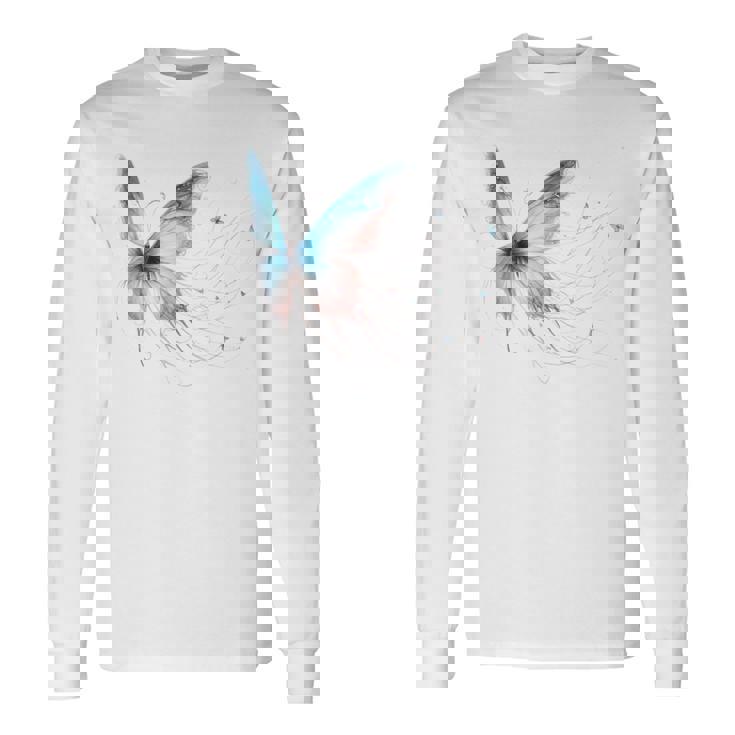 魔法の蝶 エレガント 神秘的な蝶 銀河 星 長袖tシャツ 長袖Tシャツ