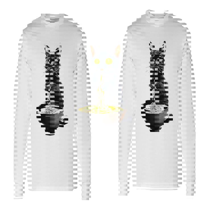 黒猫 ラーメン 麺 和食 長袖Tシャツ