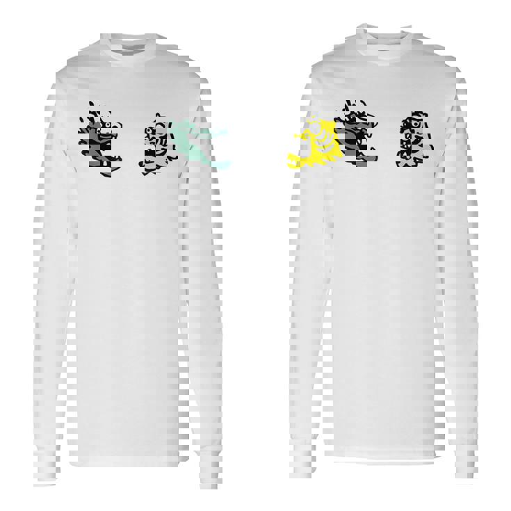 龍 虎 対決 和風キャラクターアート デフォルメポップデザイン 長袖Tシャツ