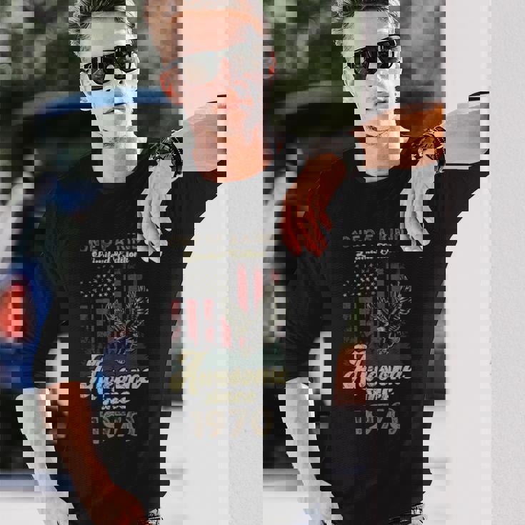 1970年、アメリカ国旗、イーグル、55歳の誕生日、愛国的 長袖Tシャツ 彼への贈り物