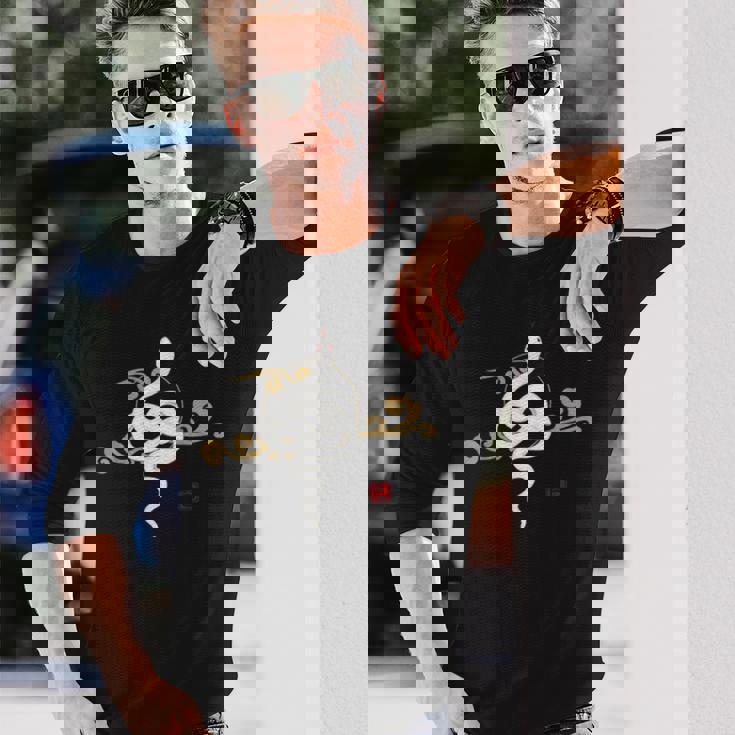 2025年、巳年、蛇、和風、白蛇デザイン 長袖Tシャツ 彼への贈り物