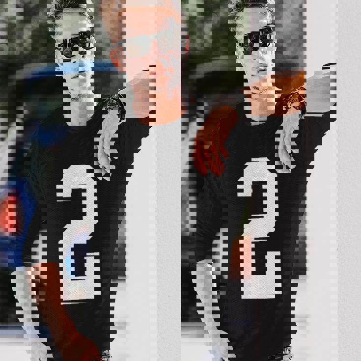 2番の大学スポーツスタイル。ホワイト。 長袖Tシャツ 彼への贈り物