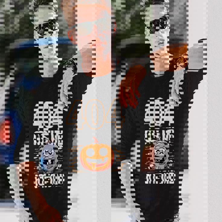 404 コスチューム未発見 ピクセルアート ハロウィンデザイン 長袖Tシャツ 彼への贈り物