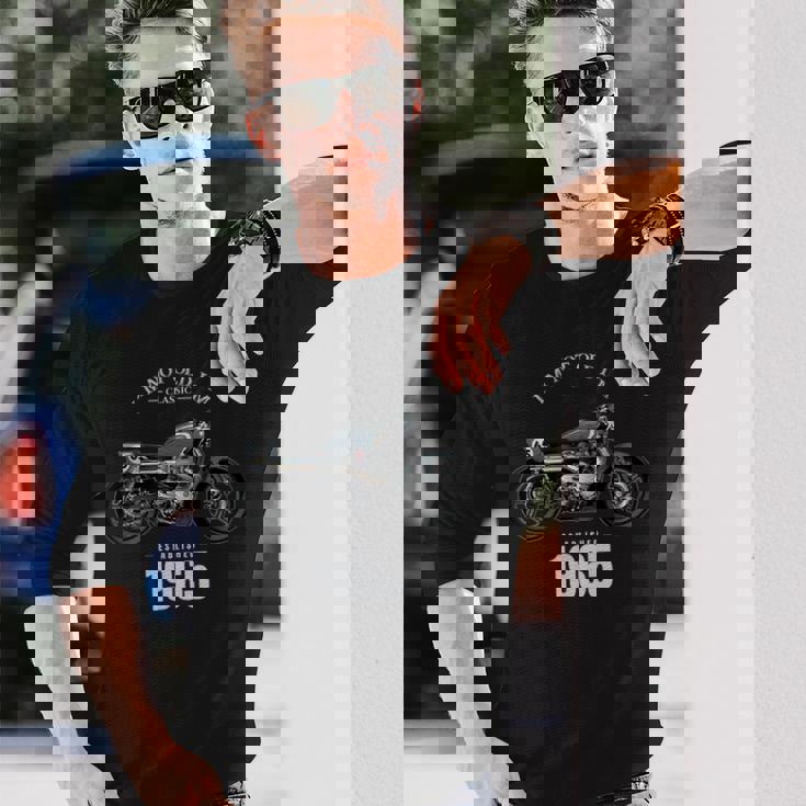 60 歳の誕生日男性オートバイ バイクに乗る人 1965 長袖Tシャツ 彼への贈り物