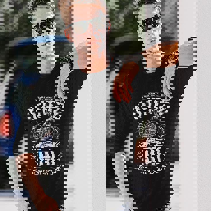 66 歳の誕生日男性オートバイ バイクに乗る人 1958 長袖Tシャツ 彼への贈り物