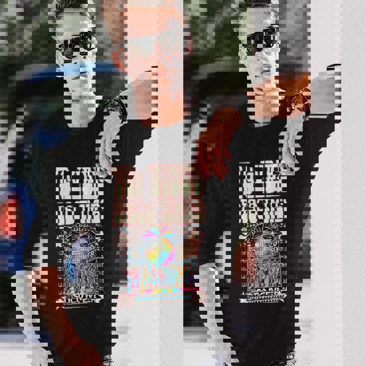 70Sibes Disco Times 揺れる70年代スタイル ディスコダンスクラブ 長袖Tシャツ 彼への贈り物