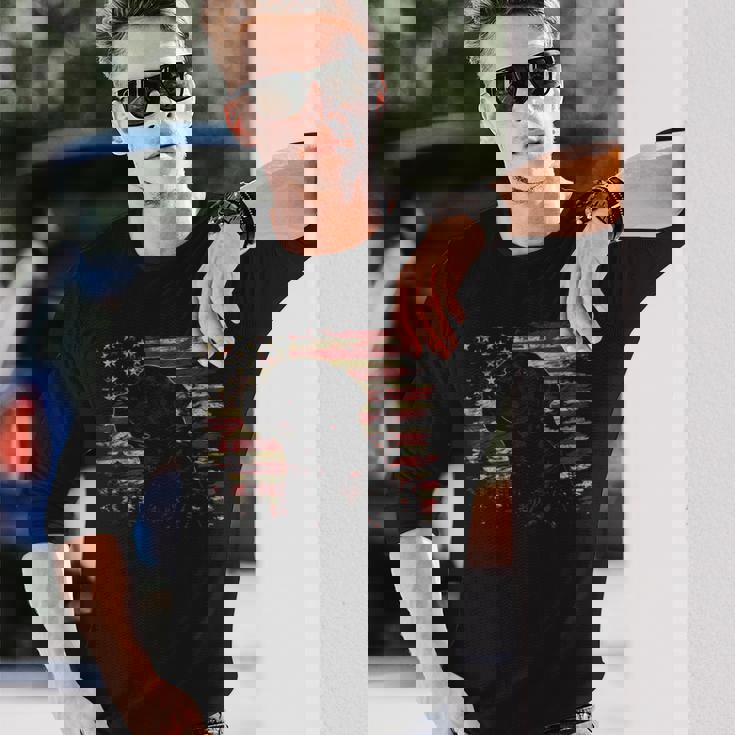 7月4日 アメリカ国旗 愛国心が強いラブラドールレトリバー犬 長袖Tシャツ 彼への贈り物