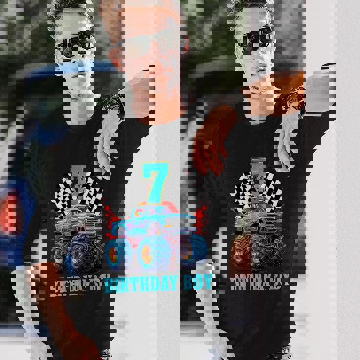 7歳 7歳の誕生日 男の子 モンスタートラック 車 長袖Tシャツ 彼への贈り物