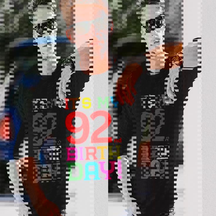 92歳 カラフル Happy Birthday Its My 92Th Birthday 長袖Tシャツ 彼への贈り物