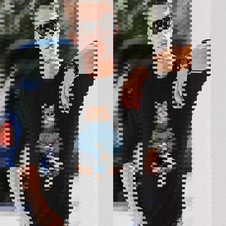 A Cozy Cat Wear Aweater And お揃い パンツ 長袖Tシャツ 彼への贈り物