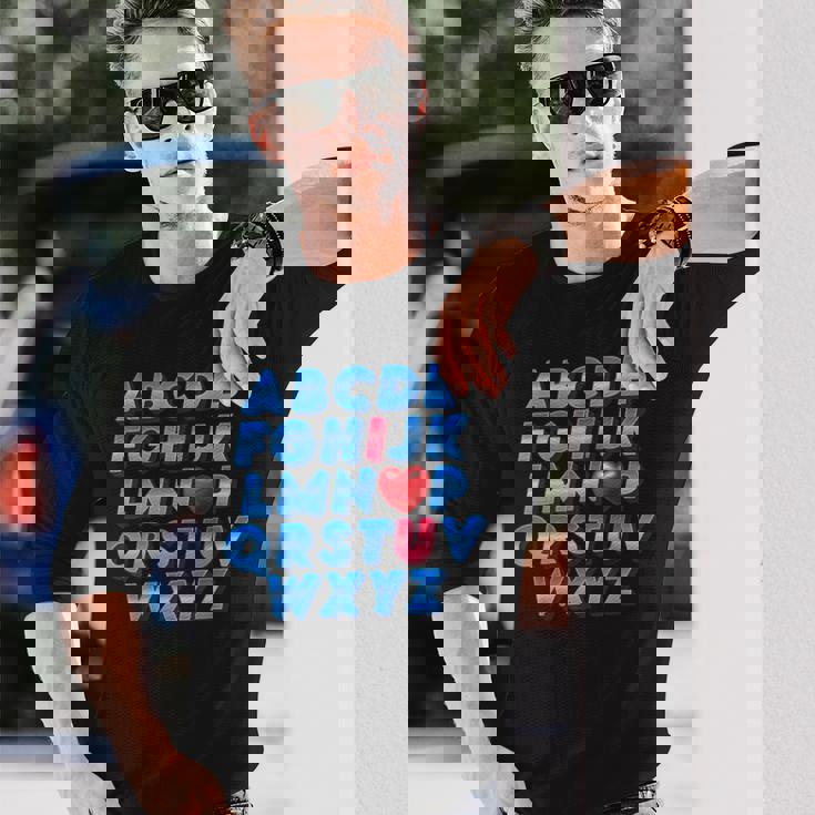 Abc アルファベット I Love You 英語 先生 バレンタインデー 長袖Tシャツ 彼への贈り物