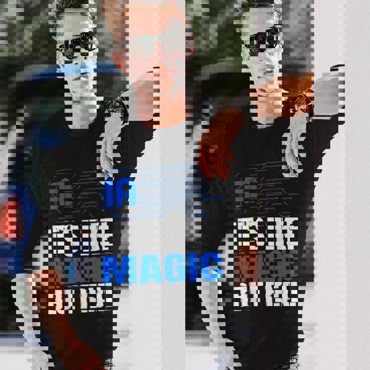 Aiマジック リアルロボットテック 未来 デジタルマインド 長袖Tシャツ 彼への贈り物