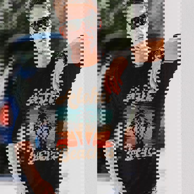 Aloha Beaches ハワイ サーフィン ストランドパーティー バケーション サーファー 長袖Tシャツ 彼への贈り物