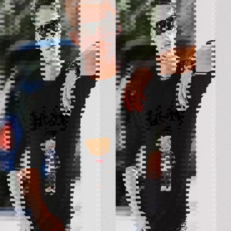 Angry Bad Boystyle Cool Teddy Bear Bad Boy Graphic 長袖Tシャツ 彼への贈り物