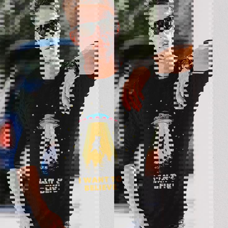 Area 51 Ufoハンターtシャツ エイリアン誘拐 I Want To Believe 長袖Tシャツ 彼への贈り物