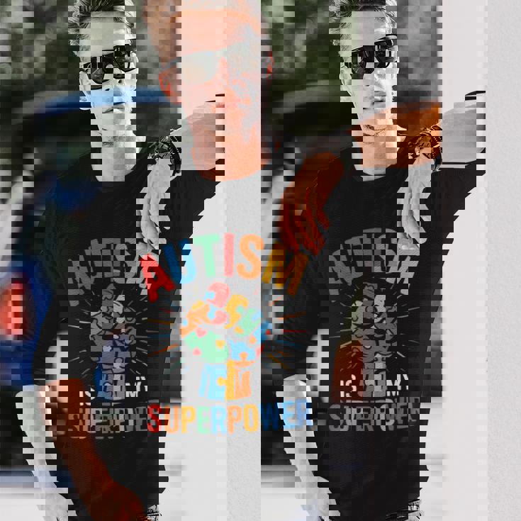 Autism Is Myuperpower 自閉症啓発パズル プライド 長袖Tシャツ 彼への贈り物