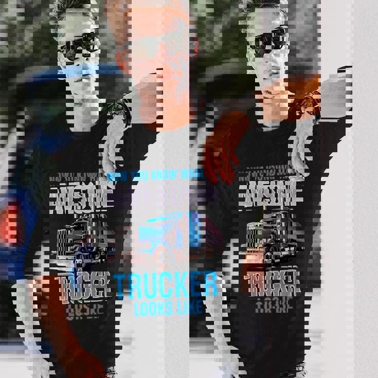 Awesome Trucker セミトラックドライバー ビッグリグ トラッカー 長袖Tシャツ 彼への贈り物