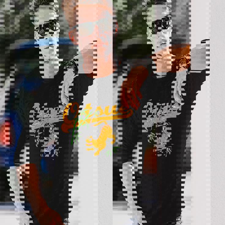 Bamboo And Tiger Of Otsu-E 大津絵 竹に虎バンブー タイガー 長袖Tシャツ 彼への贈り物