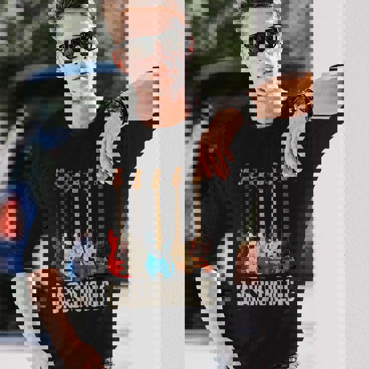 Bassoholic ベースギタープレーヤーのベーシストのコレクターのためのギフトbass 長袖Tシャツ 彼への贈り物