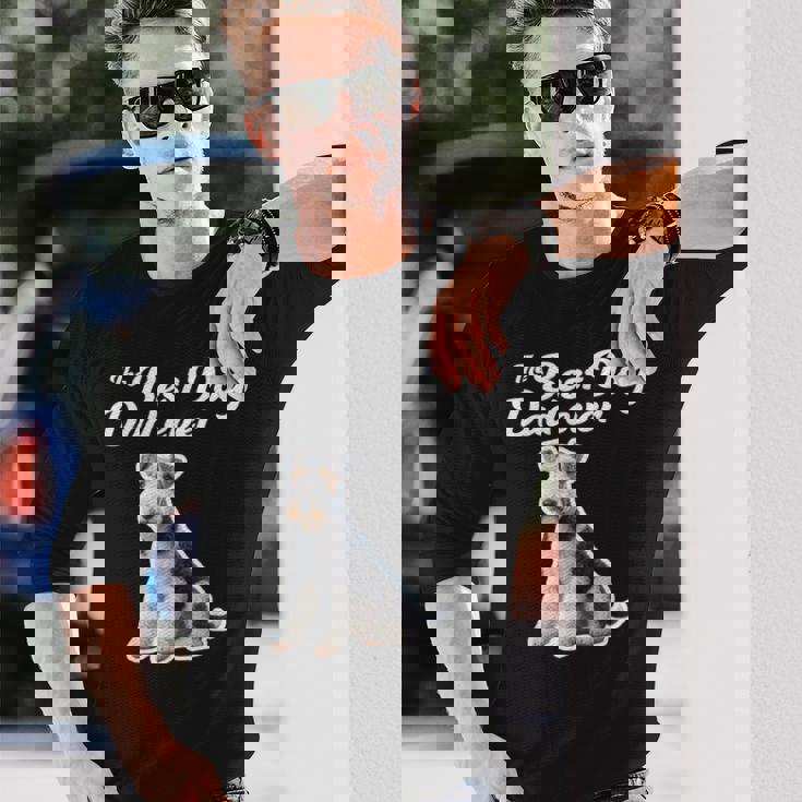 Best Dog Dad Ever ワイヤーフォックステリア 長袖Tシャツ 彼への贈り物