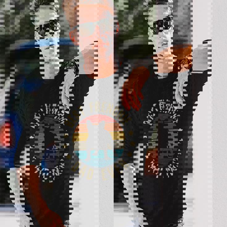 Best Frenchie Dad Ever ヴィンテージ フレンチブルドッグ 面白いギフト 長袖Tシャツ 彼への贈り物