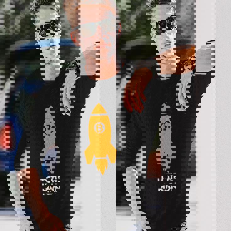 Bitcoin To The Moon おもしろビットコインシャツ ビットコインギフト 長袖Tシャツ 彼への贈り物