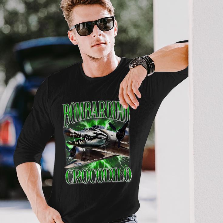 Bombardino Crocodilo イタリアンブレイン 面白い クロコダイル ミーム 長袖Tシャツ 彼への贈り物
