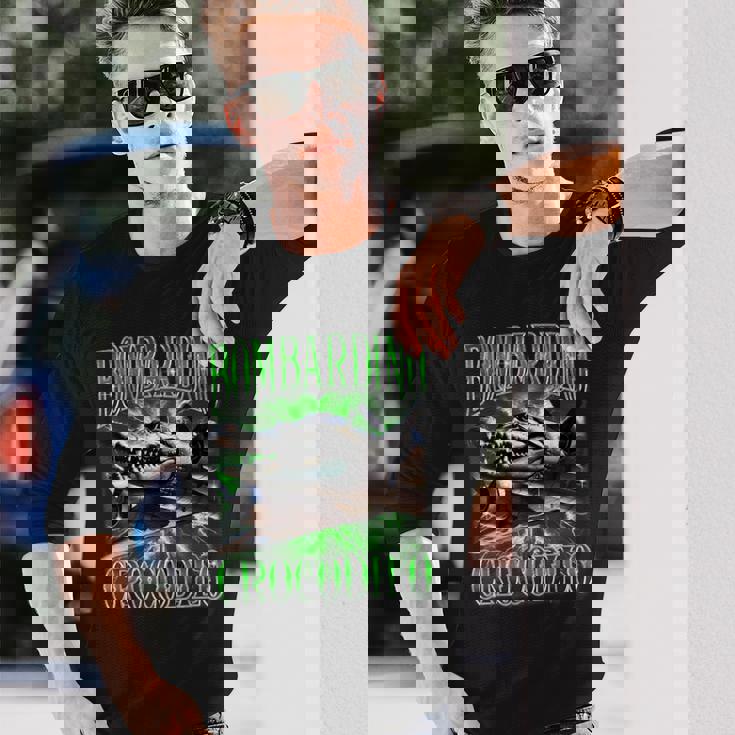 Bombardino Crocodilo イタリアンブレイン 面白い クロコダイル ミーム 長袖Tシャツ 彼への贈り物